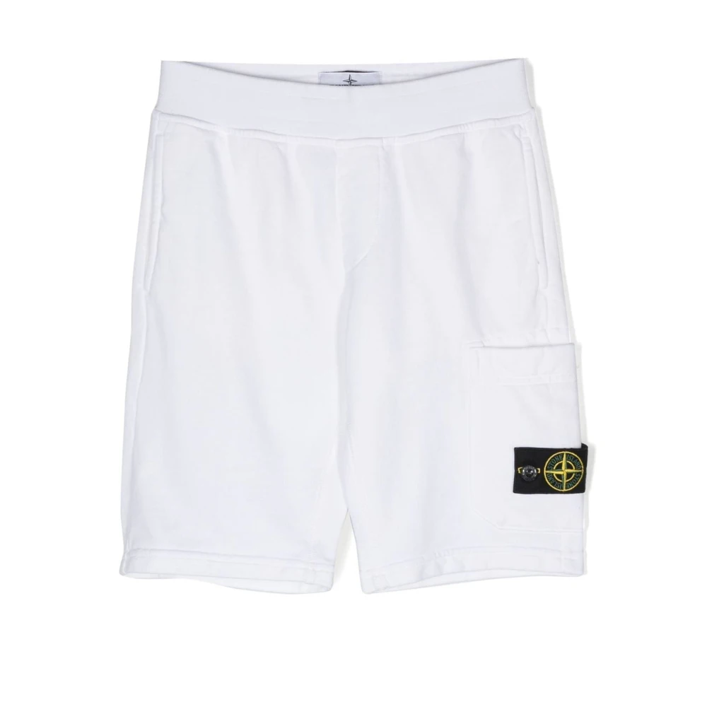 Stone Island Witte Katoenen Shorts met Verwijderbaar Logo Badge White Heren