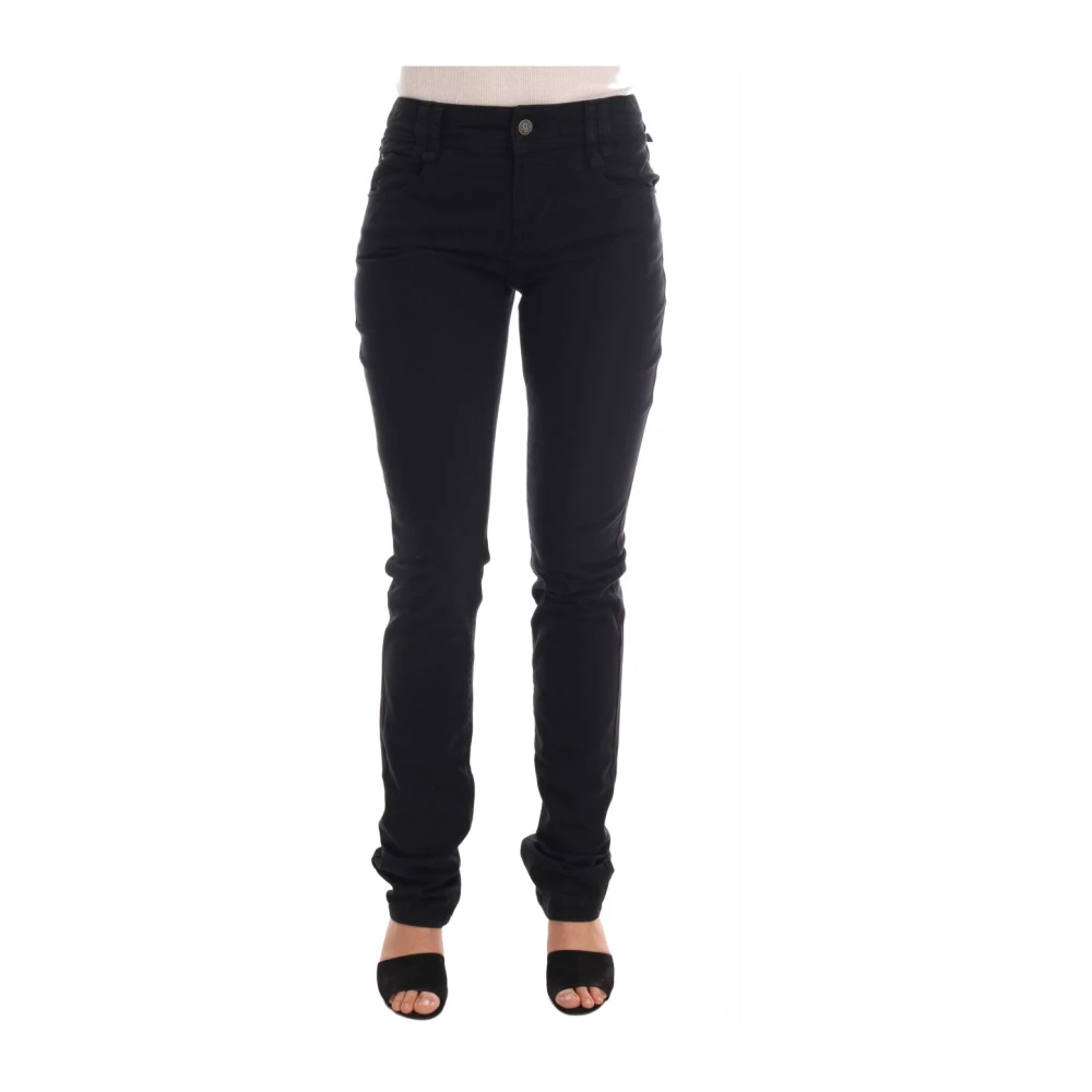 John Galliano Chique Zwarte Regular Fit Denim Jeans Black Dames