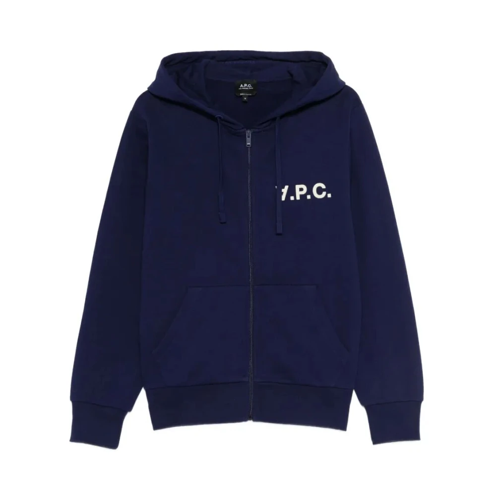 A.p.c. Men's Blue Hoodie Max - Zip-Throughs - M - Sweatshirts & Hoodies