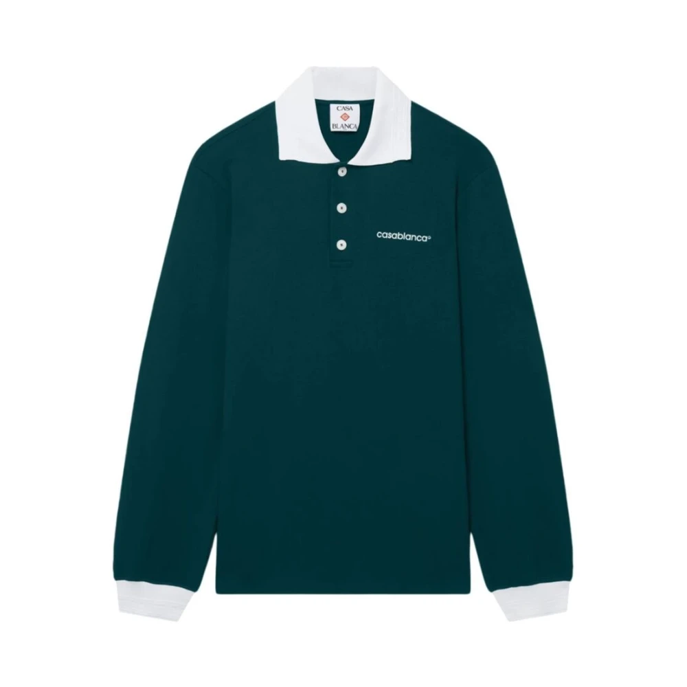 Casablanca Groene Polo Sweater Lange Mouw Green Heren