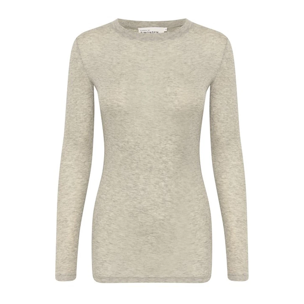 Karen By Simonsen Women's Gray Long Sleeve T-Shirts, 2XS, Opal Melange Long Sleeve Tee