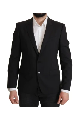 Svart Ull Peak Revers Blazer