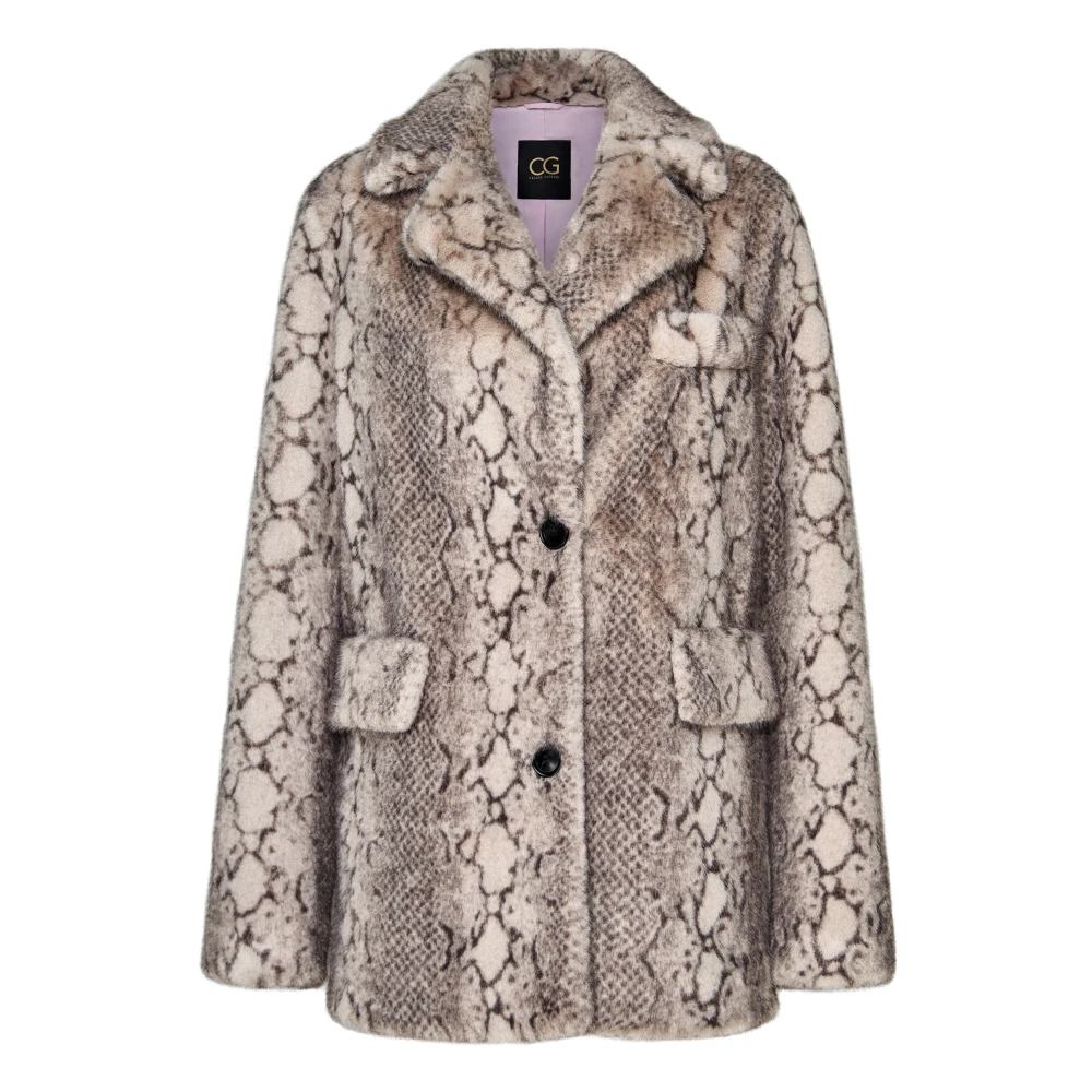 Cesare Gaspari Kvinno Beige Jackor Dam, M, Fuskpäls, Kort Fuskpälsjacka Neve