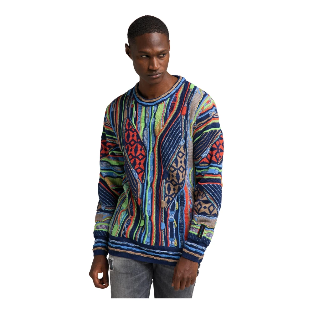 carlo colucci Jacquard Gebreide Trui met Sportieve Uitstraling Multicolor Heren