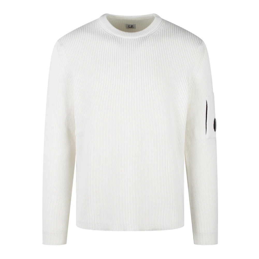 C.P. Company Rib Crew Neck Gebreide Trui White Heren