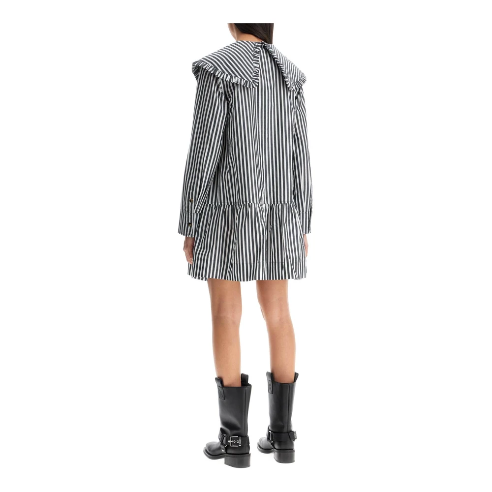 Ganni Oversized Kraag Mini Overhemdjurk Gray Dames