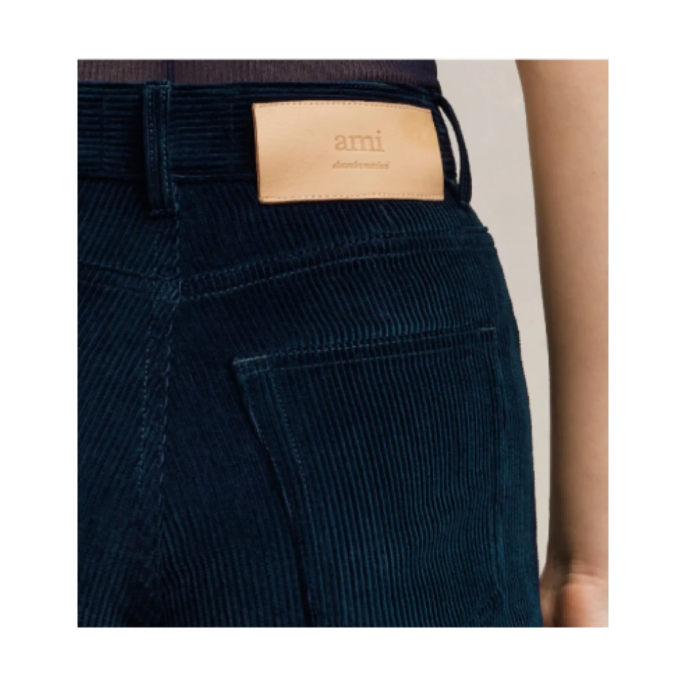 Ami Paris Donkerblauwe wijde flare broek Blue Dames