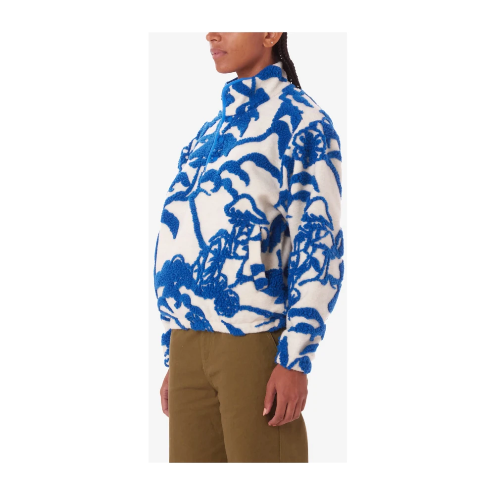 Obey Blauwe Jacquard Sweater Mock Neck Blue Heren