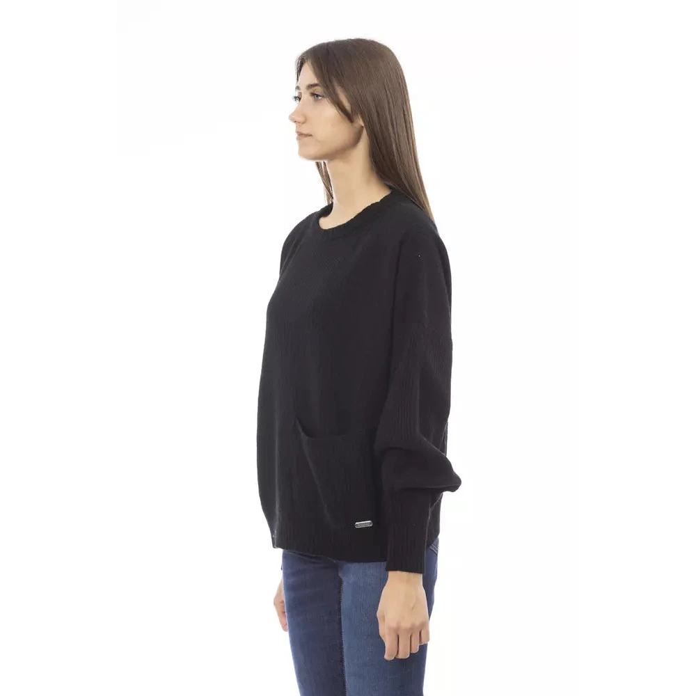 Baldinini Trendy wollen trui met ronde hals Black Dames