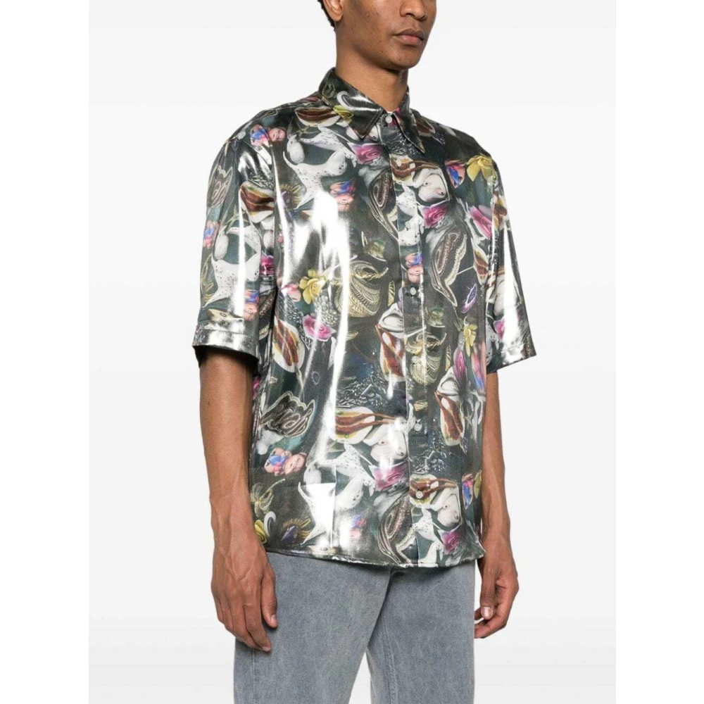 Acne Studios Grafisch-print lamé shirt Multicolor Heren
