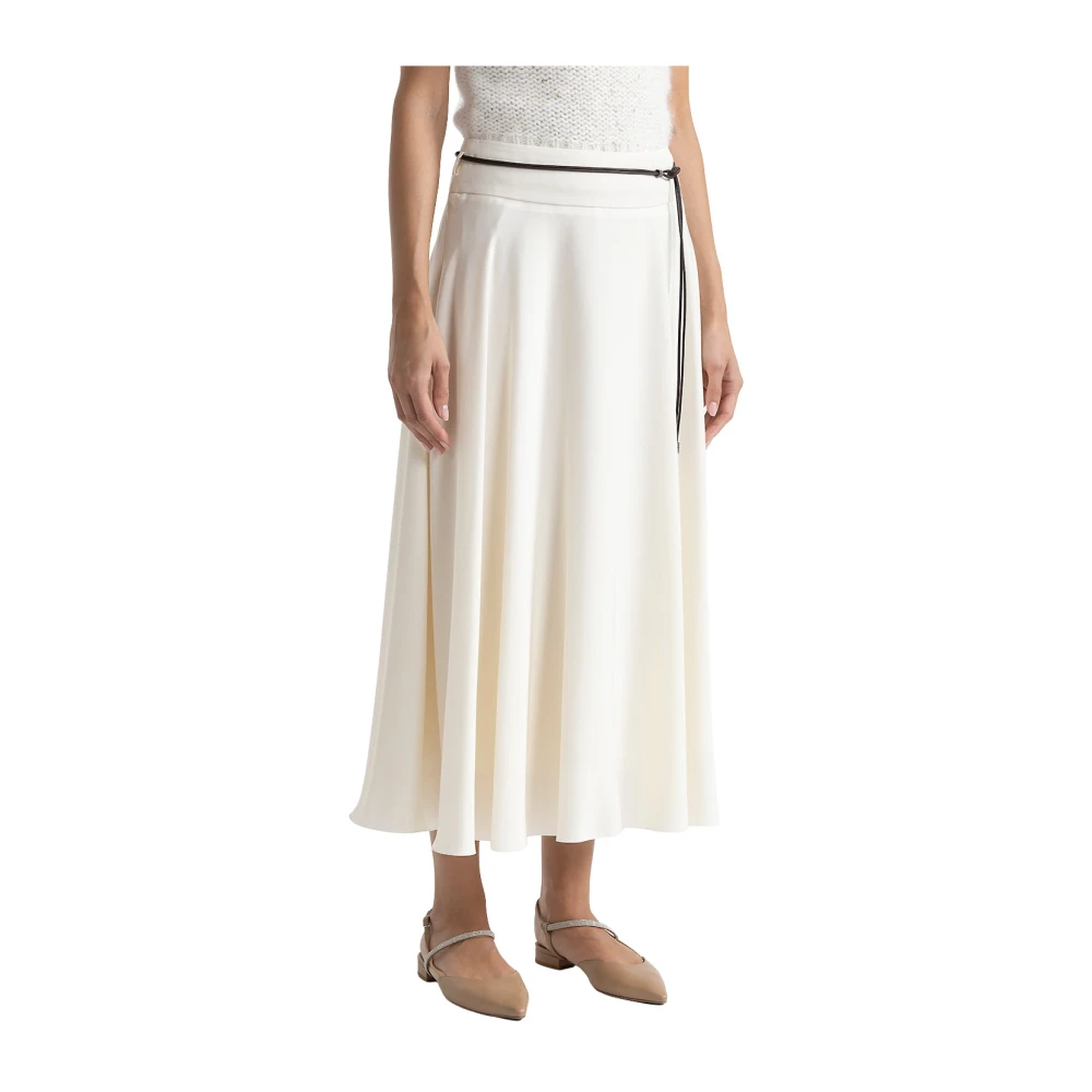 PESERICO Zachte viscose blend rok met riem Beige Dames