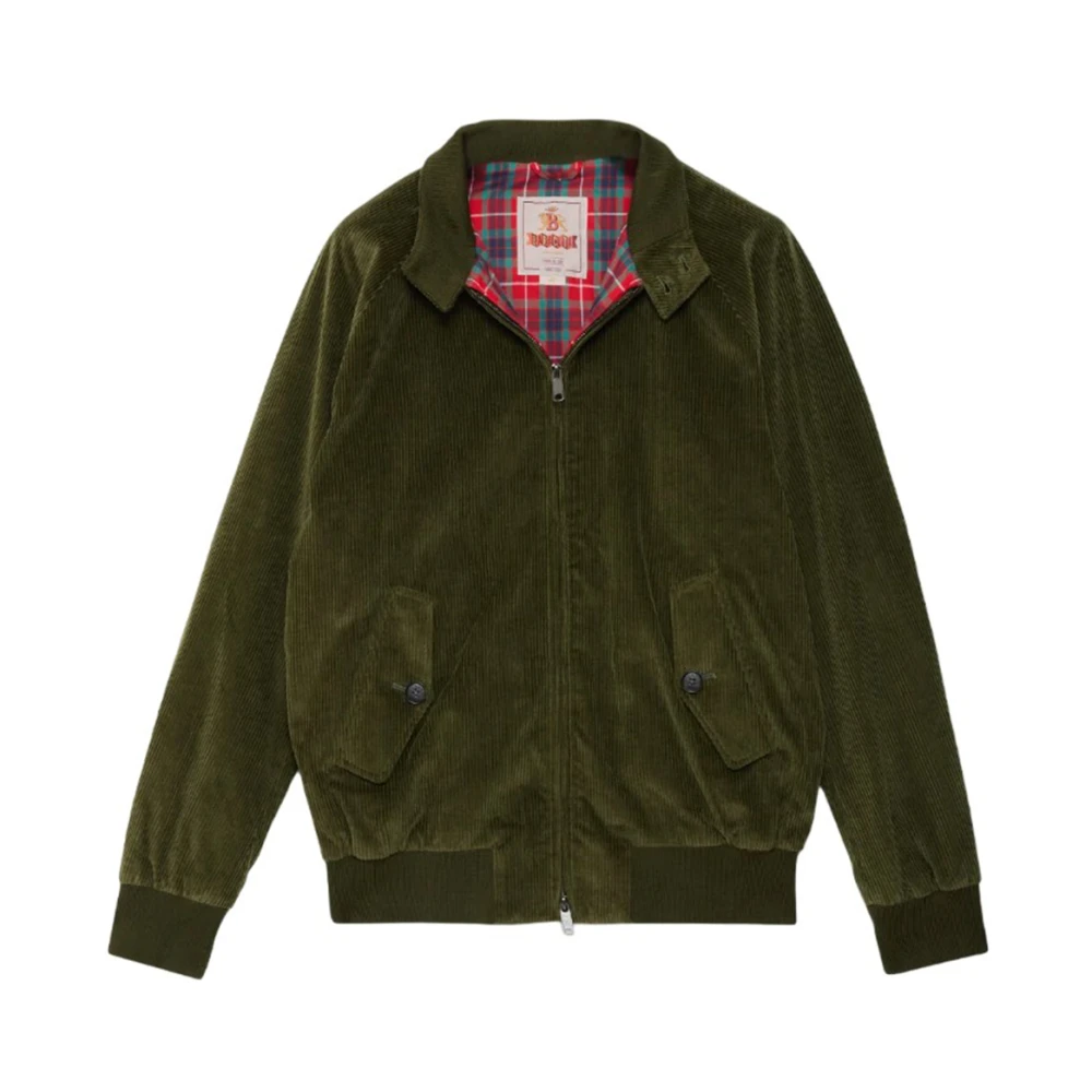Baracuta Katoenen bomberjack met geribbelde details Green Heren