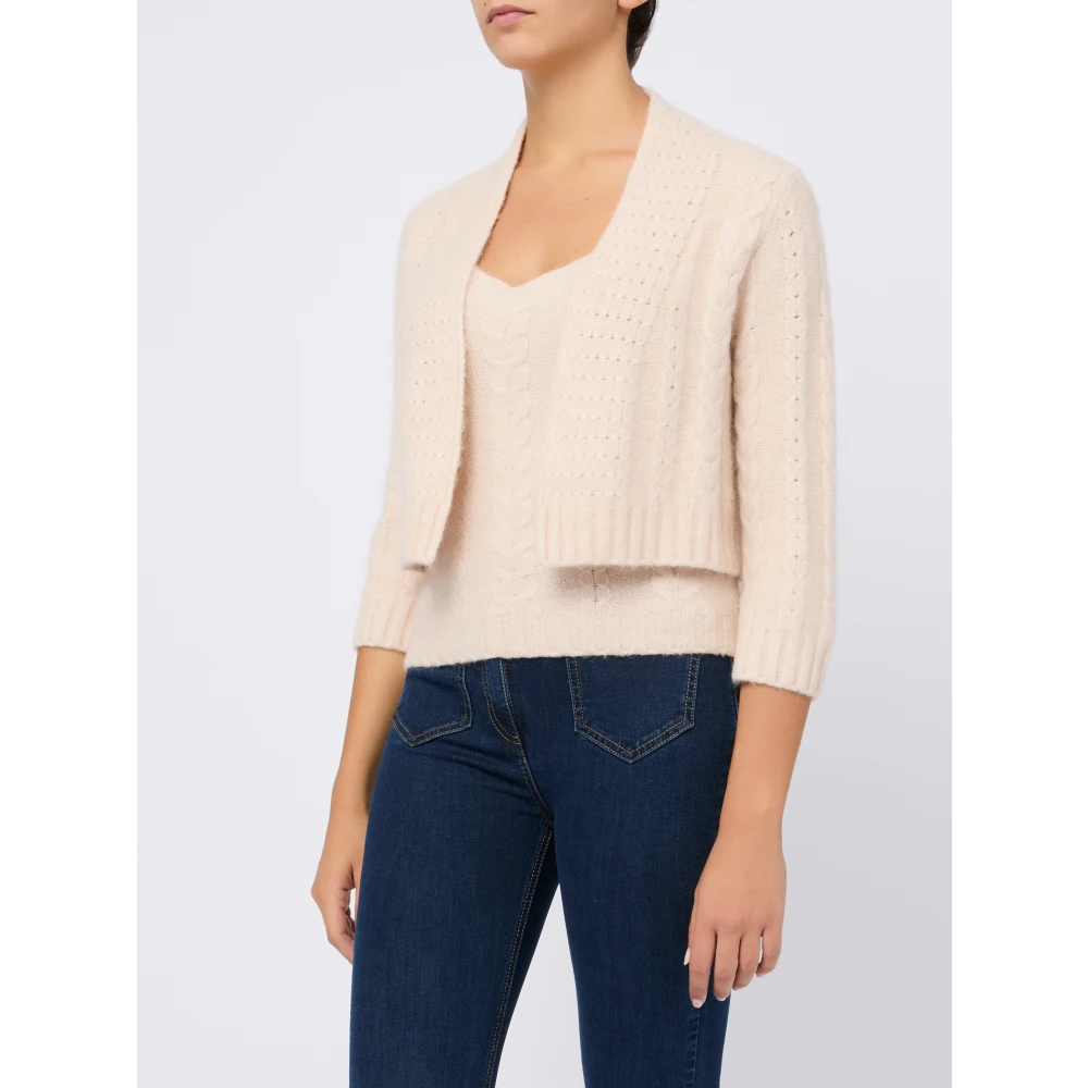 Kangra Beige Sweater Aw24 Hoge Hals Crop Beige Dames