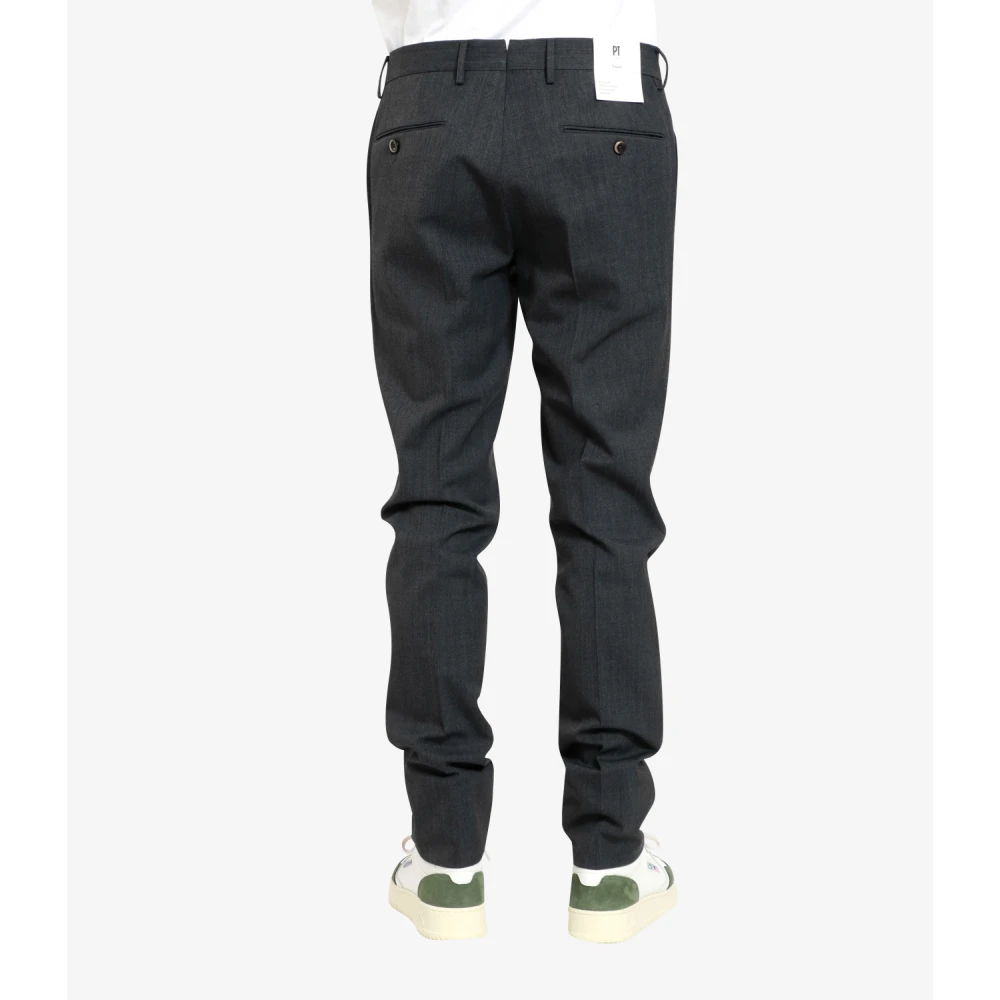 PT Torino Slim Fit Wollen Broek Antraciet Grijs Gray Heren