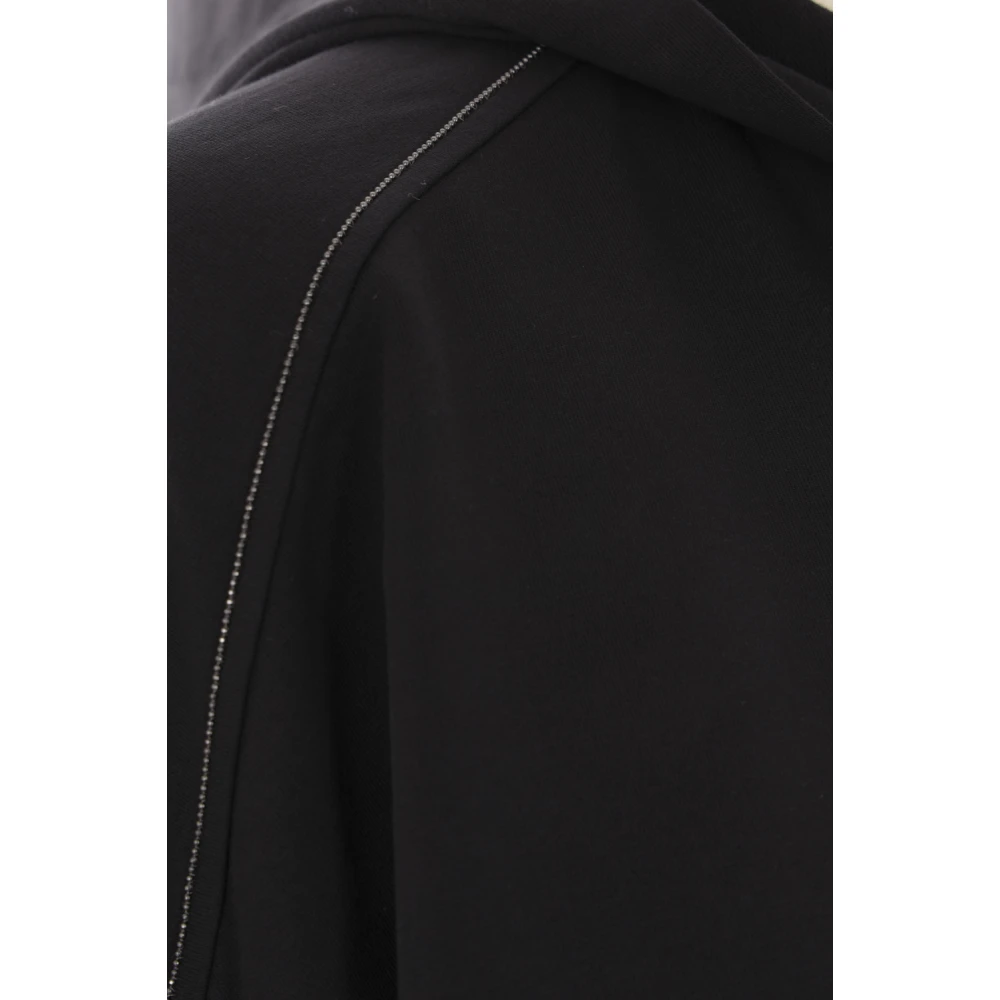 BRUNELLO CUCINELLI Zwarte hoodie met monile borduurwerk Black Dames