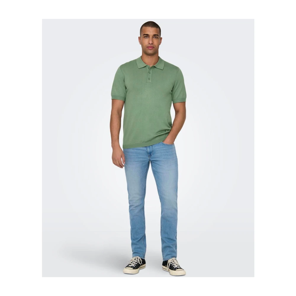 Only & Sons Casual Heren Polo Shirt Green Heren