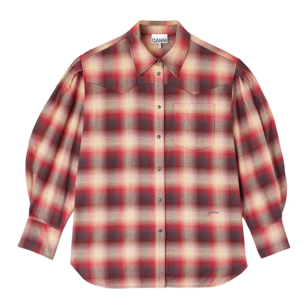 Ganni Donna Multicolor - Camicia A Quadri In Flanella Di Cotone - Blouses & Shirts - E - S