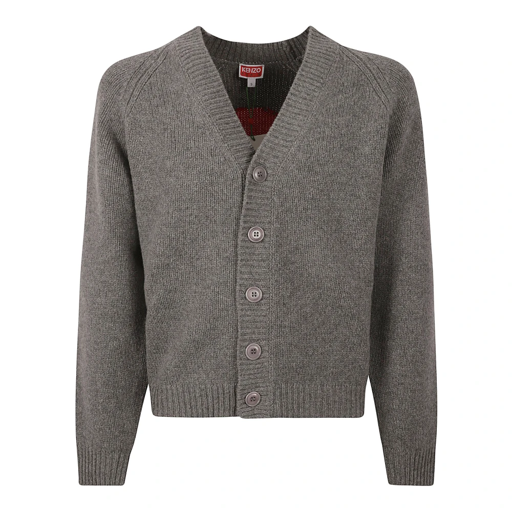 Kenzo Grijze Target Cardigan Sweaters Gray Heren