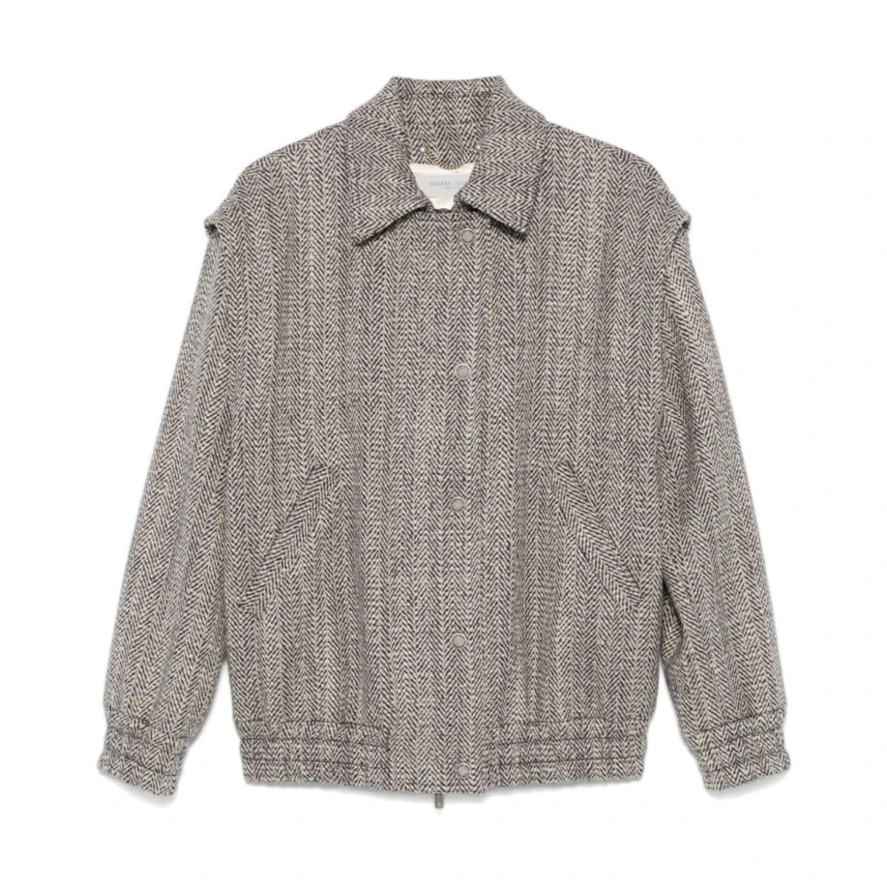 Golden Goose Bomberjack in wol zwart & wit Gray Dames