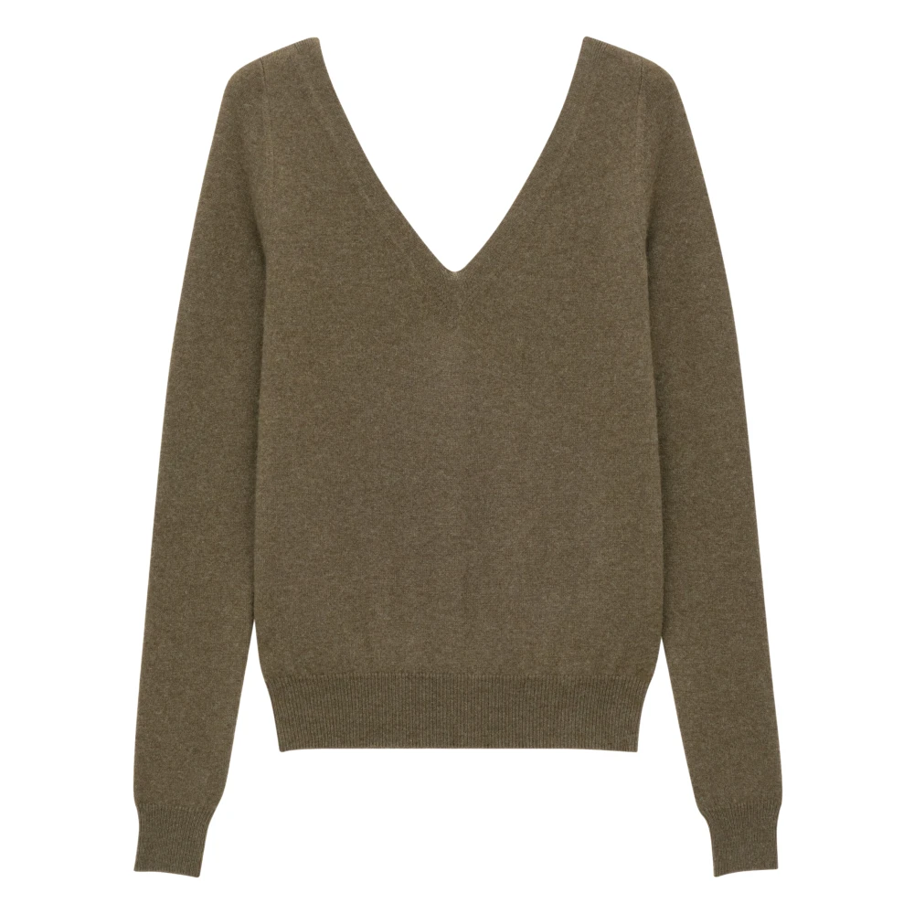 Saint Laurent Green Cashmere Knitwear, Female, L, Cashmere V-Neck Jumper