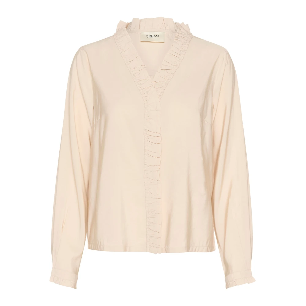 Cream Vrouwelijke Blouse met Ruchedetails Beige Dames