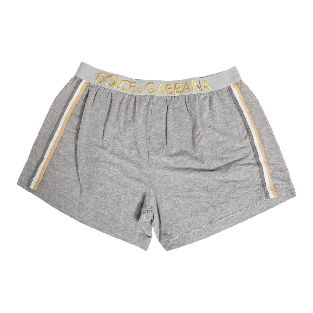 Dolce & Gabbana Mannelijk Grijs Ondergoed Heren, S, Katoen, Logo Tailleband Boxer