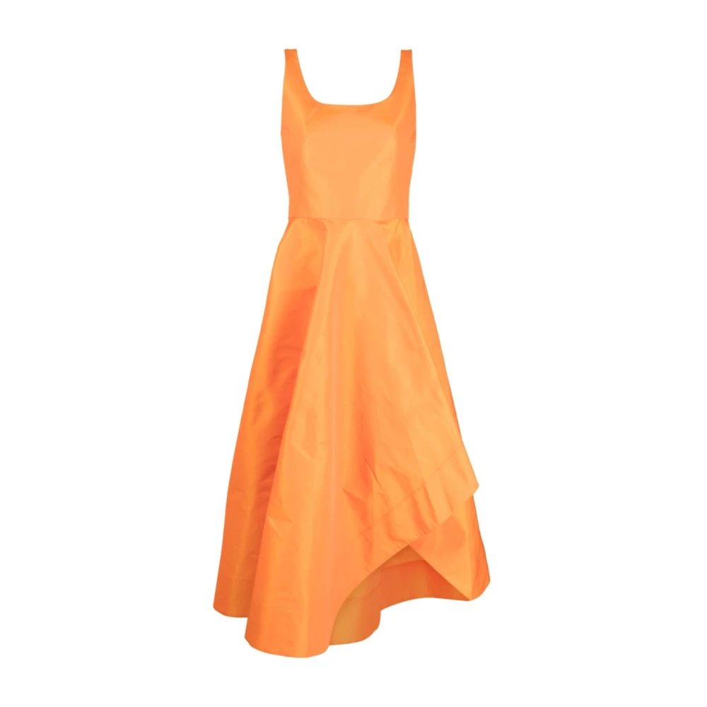 Oransje Ermeløs Kjole med Asymmetrisk Hem