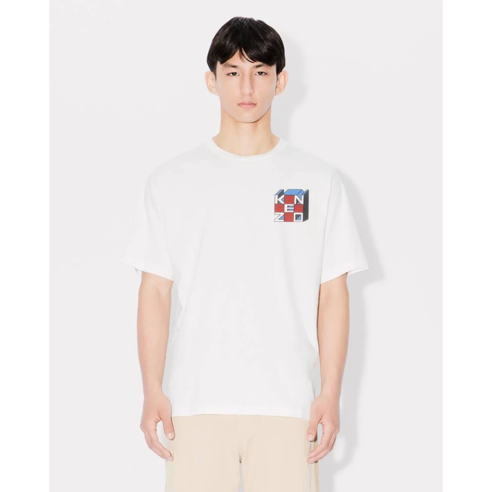 Kenzo Kube Design Wit T-shirt White Heren