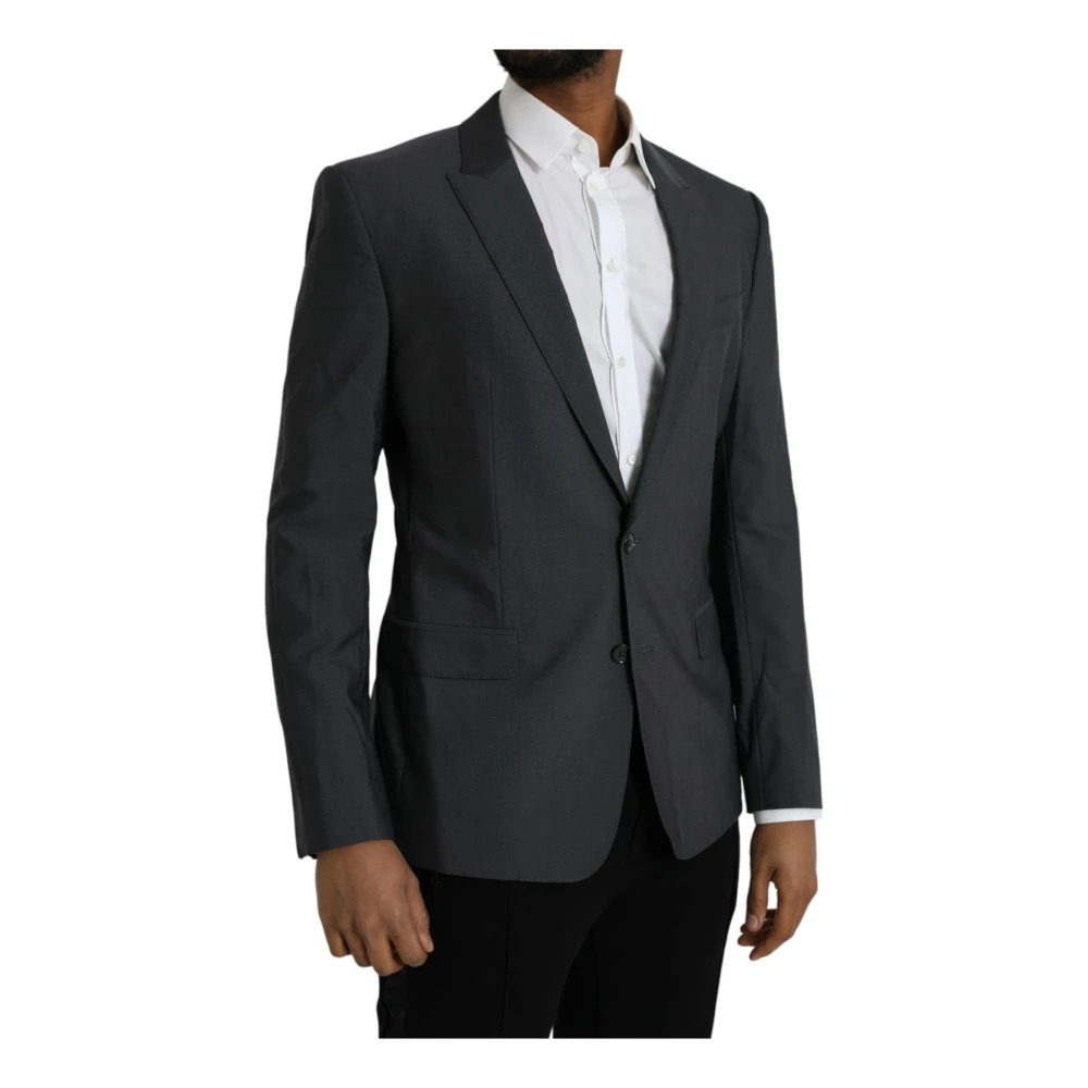 Dolce & Gabbana Grijze Wol Blazer Slim Fit Gray Heren