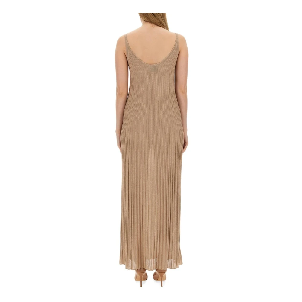 Max Mara Ritmo Lurex Lange Jurk Vrouwen Beige Dames