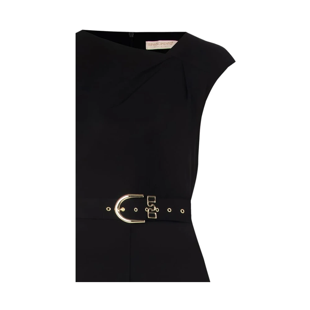 RINASCIMENTO Stromende jumpsuit met bijpassende riem Black Dames