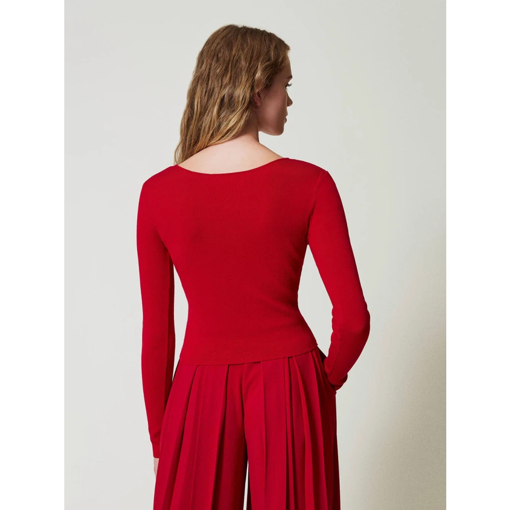 Twinset Omkeerbare V-hals Trui Rood Red Dames