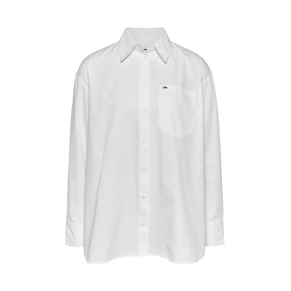 Tommy Jeans Witte Casual Shirt met Vlag Borduurwerk White Dames