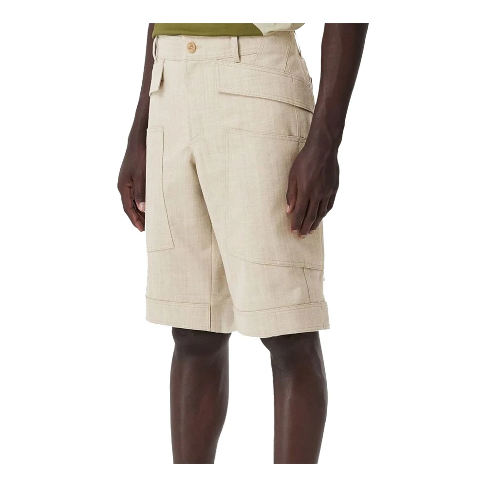 Burberry Bermuda Shorts met wollen patch Beige Heren