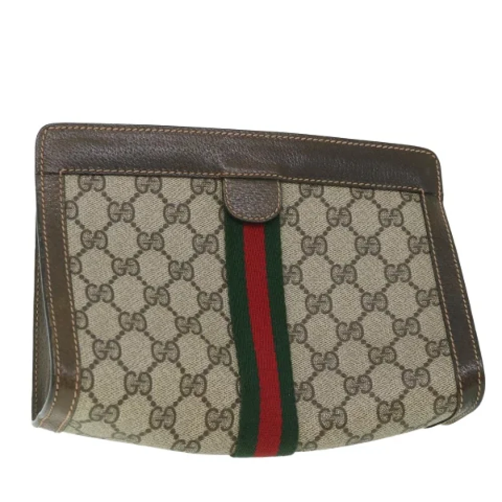 Gucci Vintage Pre-owned Canvas clutches Beige Dames