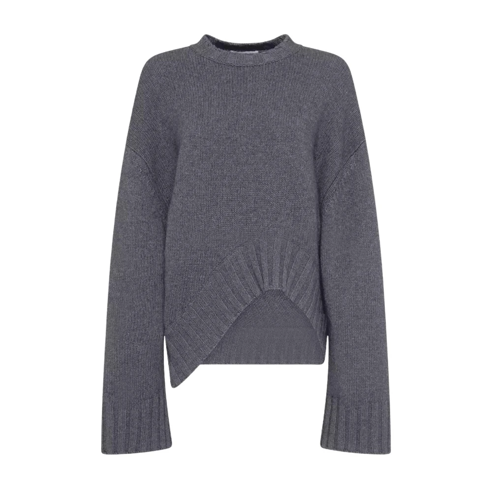 The Attico Gray Round-Neck Knitwear, Female, S, Asymmetrical Jumper