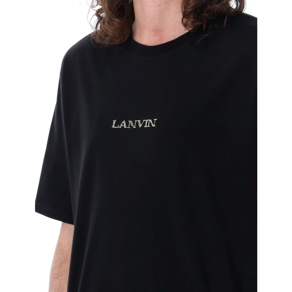 Lanvin Logo Classic T-Shirt Zwart Ss24 Black Heren