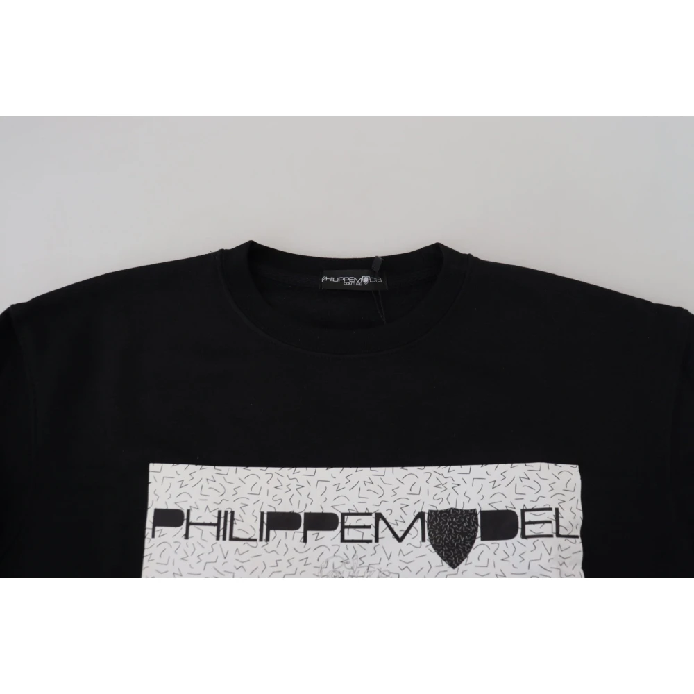 Philippe Model Elegante zwarte katoenen trui met print Black Dames