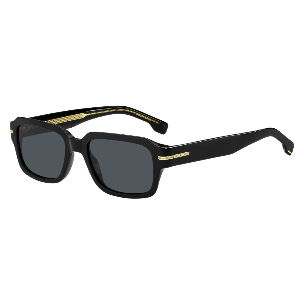 Hugo Boss Uomo Nero/Grigio Boss 1596/S 807/A9 Occhiali Da Sole Plastica Squadrata Antiriflesso - Immagine 2
