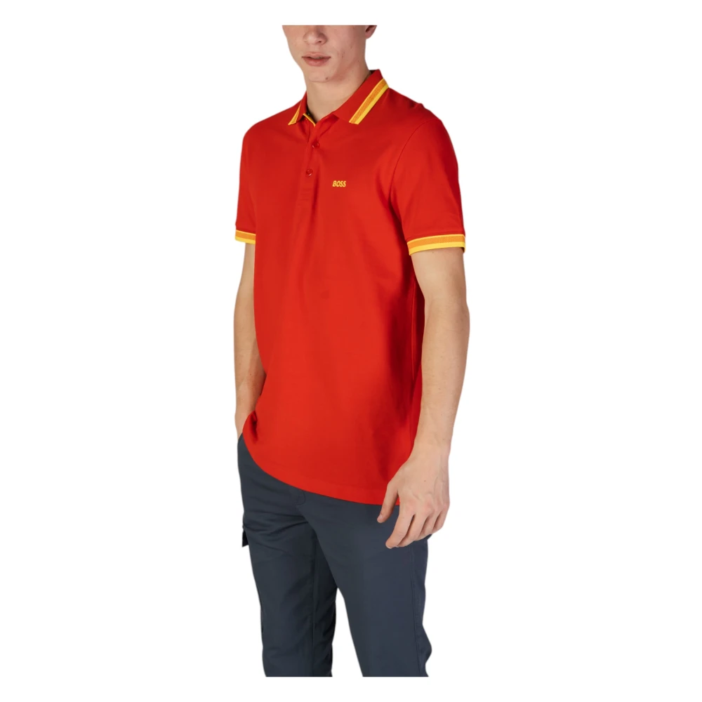 Hugo Boss Rode Plain Cotton Polo Shirt Red Heren
