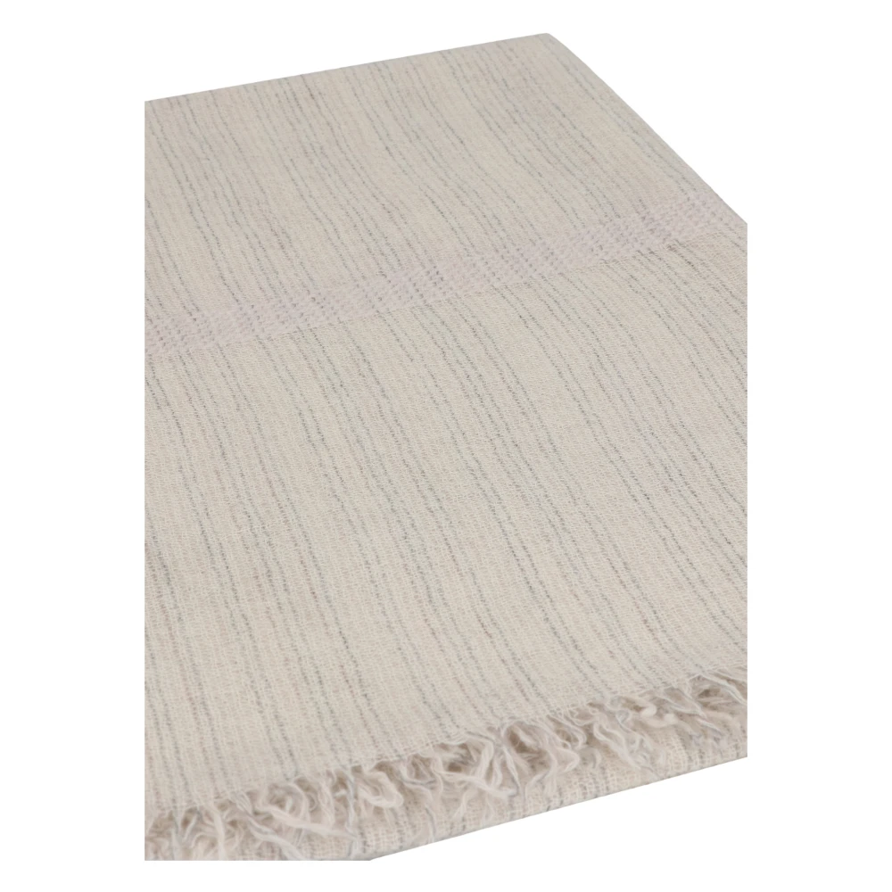 Malo Gestreepte Cashmere Sjaal met Franje Beige Unisex