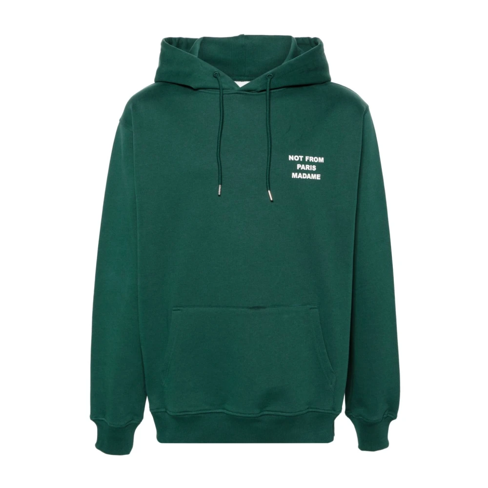 Drole de Monsieur Groene Logo Hoodie Katoen Bedrukt Green Heren