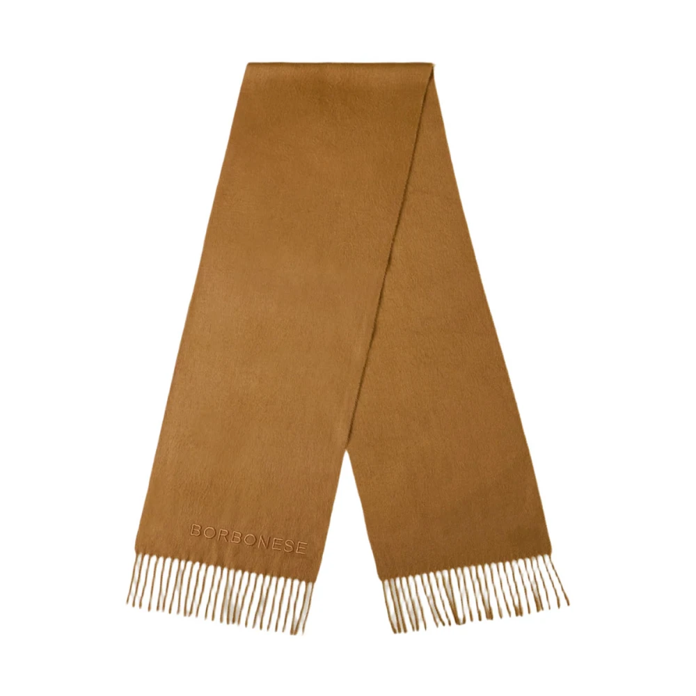 Borbonese Brun Fringed Logo Scarf