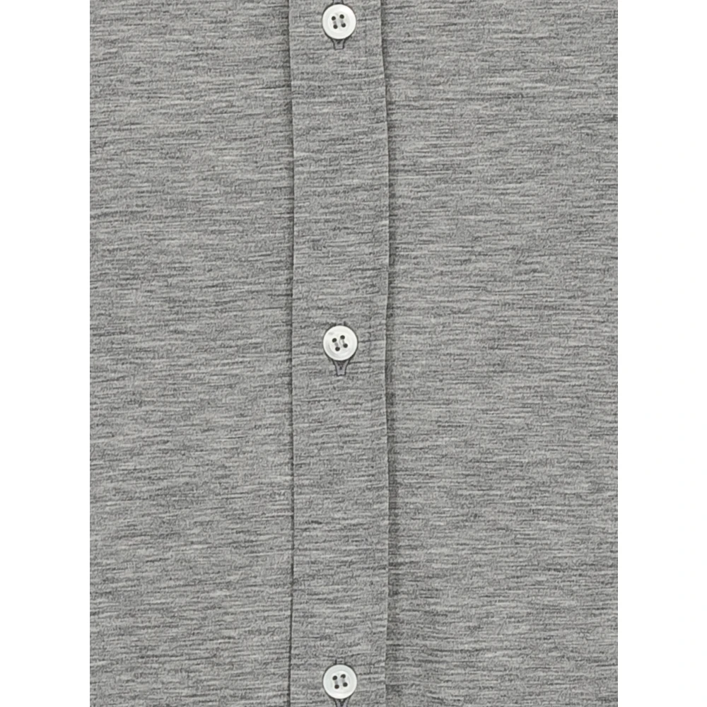 BRUNELLO CUCINELLI Zijden en Katoenen Shirt Regular Fit Gray Heren