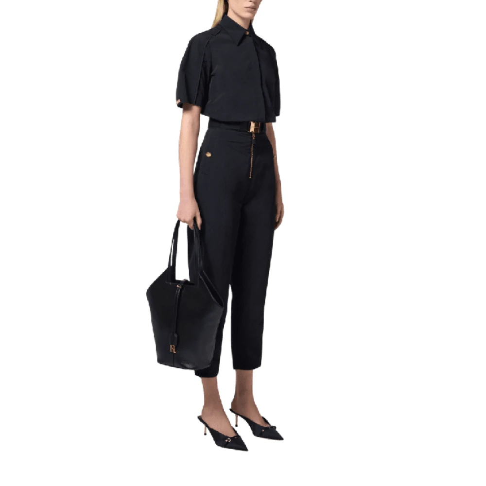 Elisabetta Franchi Technische zeilbroek met riem Black Dames