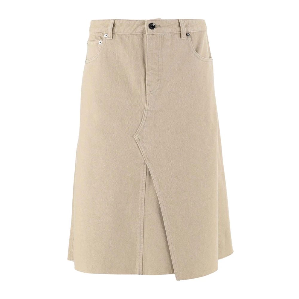 TORY BURCH Denim Rok met Klassiek Vijf-Pocket Patroon Beige Dames