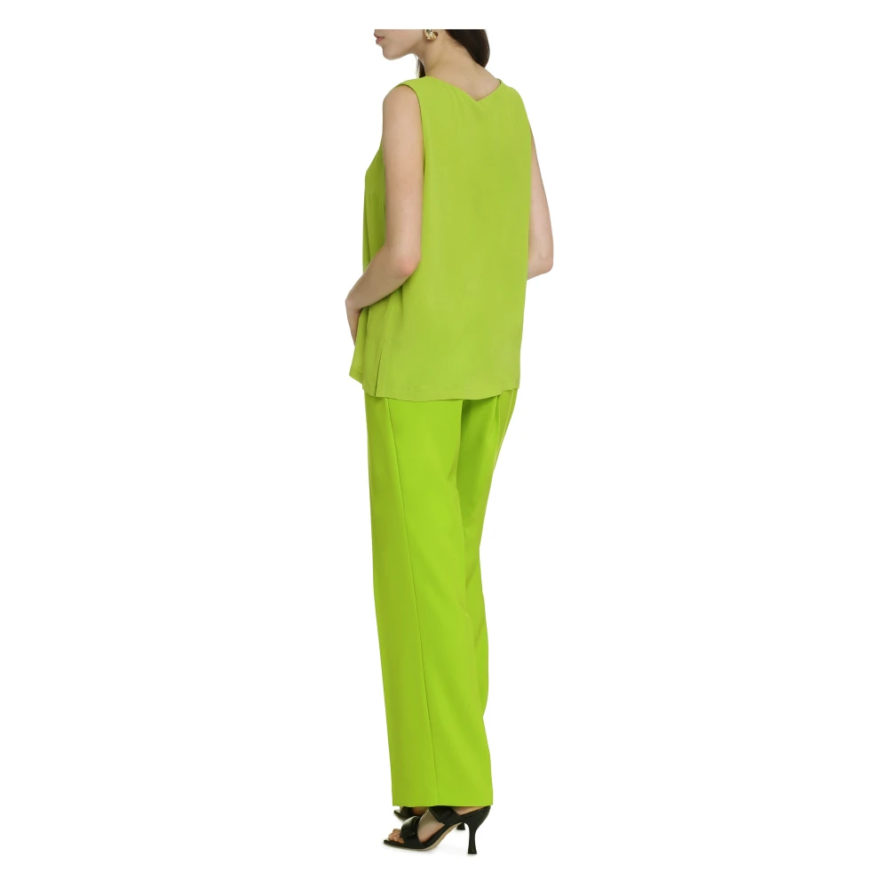 Clips Crêpe Blouse met -bow Kraag Green Dames