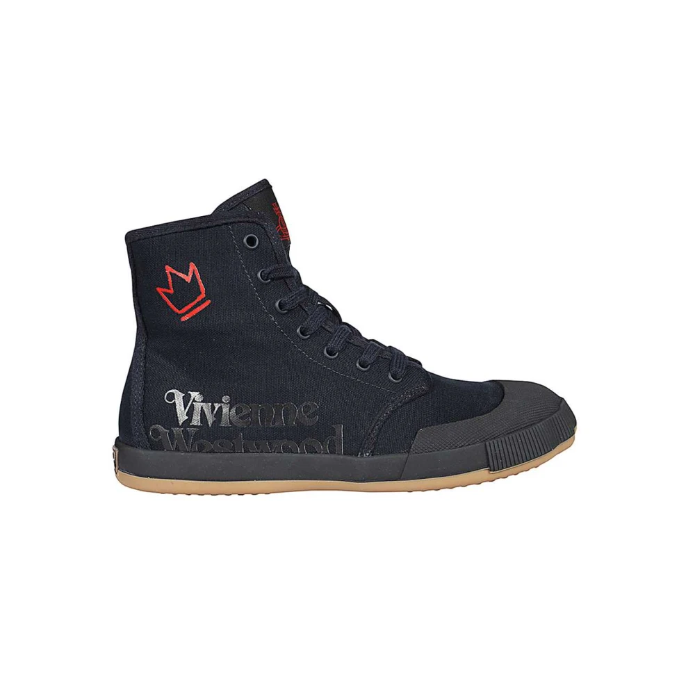 Vivienne Westwood Hoge sneakers van katoen met rubberen zool Heren Schoenen Zwart
