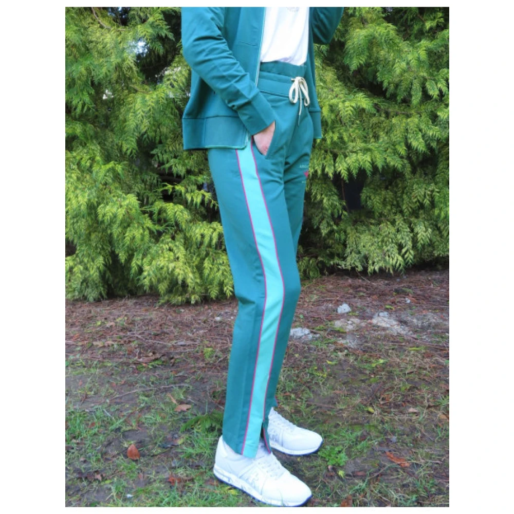 aeronautica militare Joggingbroek met hoge taille en contraststrepen Green Dames