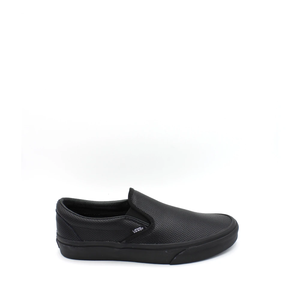 Vans Elastische Leren Instapper Rubberen Zool Schoen Heren Schoenen Zwart